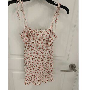Reformation Red White Ditsy Floral Strapless Mini Dress Size 0